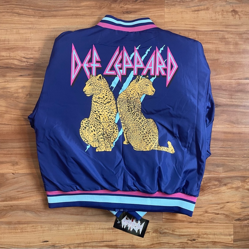 Def Leppard Blue and Pink Puffer Jacket with Ribbed Accents - Picture 4 of 10
